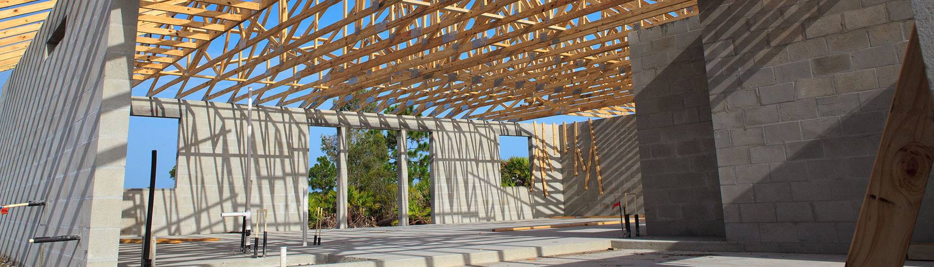 The framework of a newly built home from a Custom Home Builder in Delray Beach, Lake Worth, Boca Raton, and Surrounding Areas