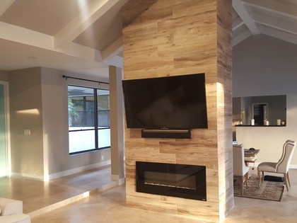 Custom fireplace and television home remodeling project