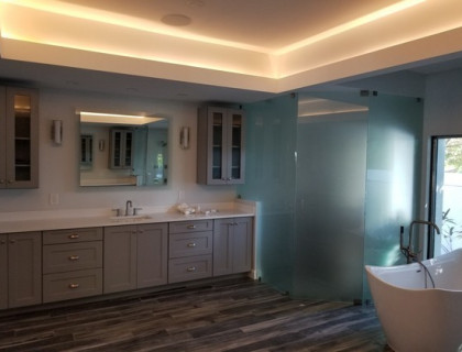 Bath remodel for Lake Worth Home with custom lighting in ceiling