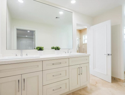 Bathroom remodel in Delray Beach, Florida, double sinks