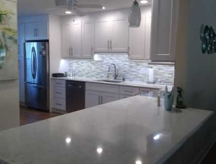 Kitchen remodel in Delray Beach, Florida with custom lighting